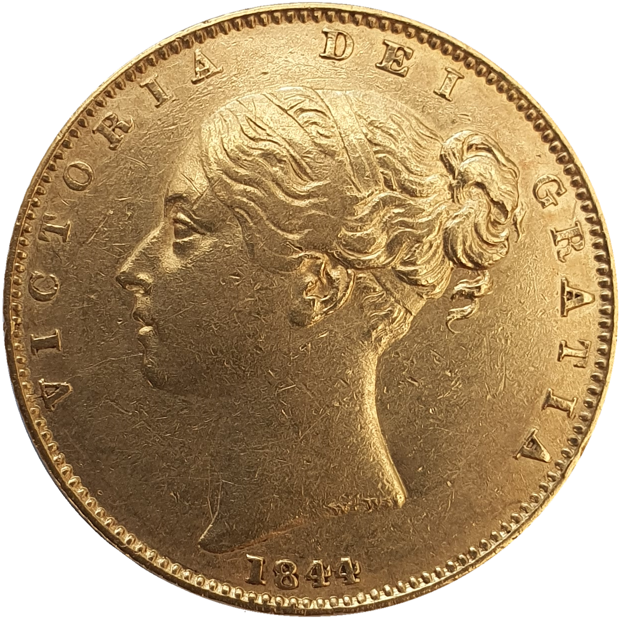 1844 Queen Victoria Shield Reverse Sovereign - Narrow Date