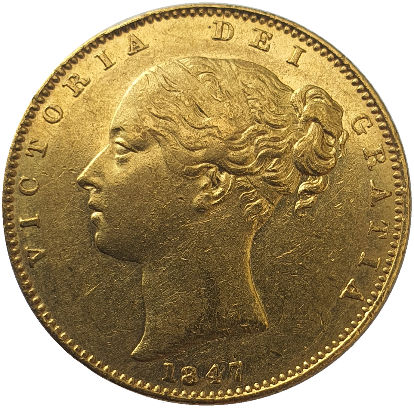 1847 Queen Victoria Shield Reverse Sovereign