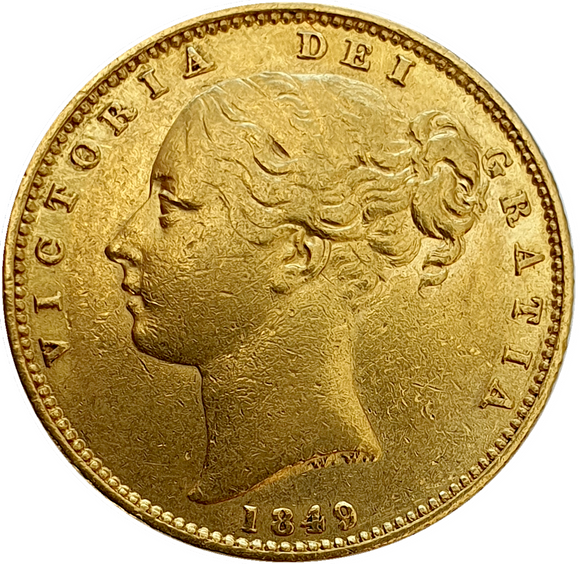 1849 Queen Victoria Shield Reverse Sovereign