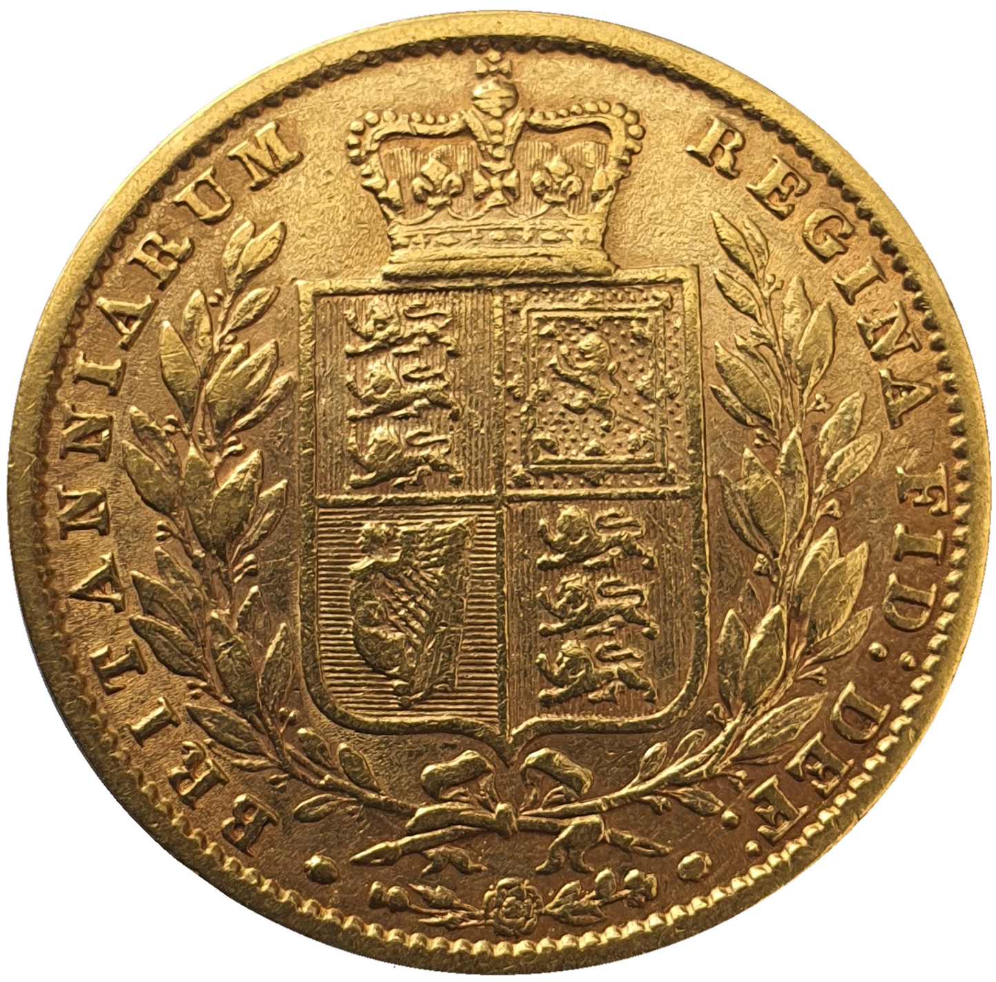 1861 Queen Victoria Shield Reverse Sovereign - T over Tilted T