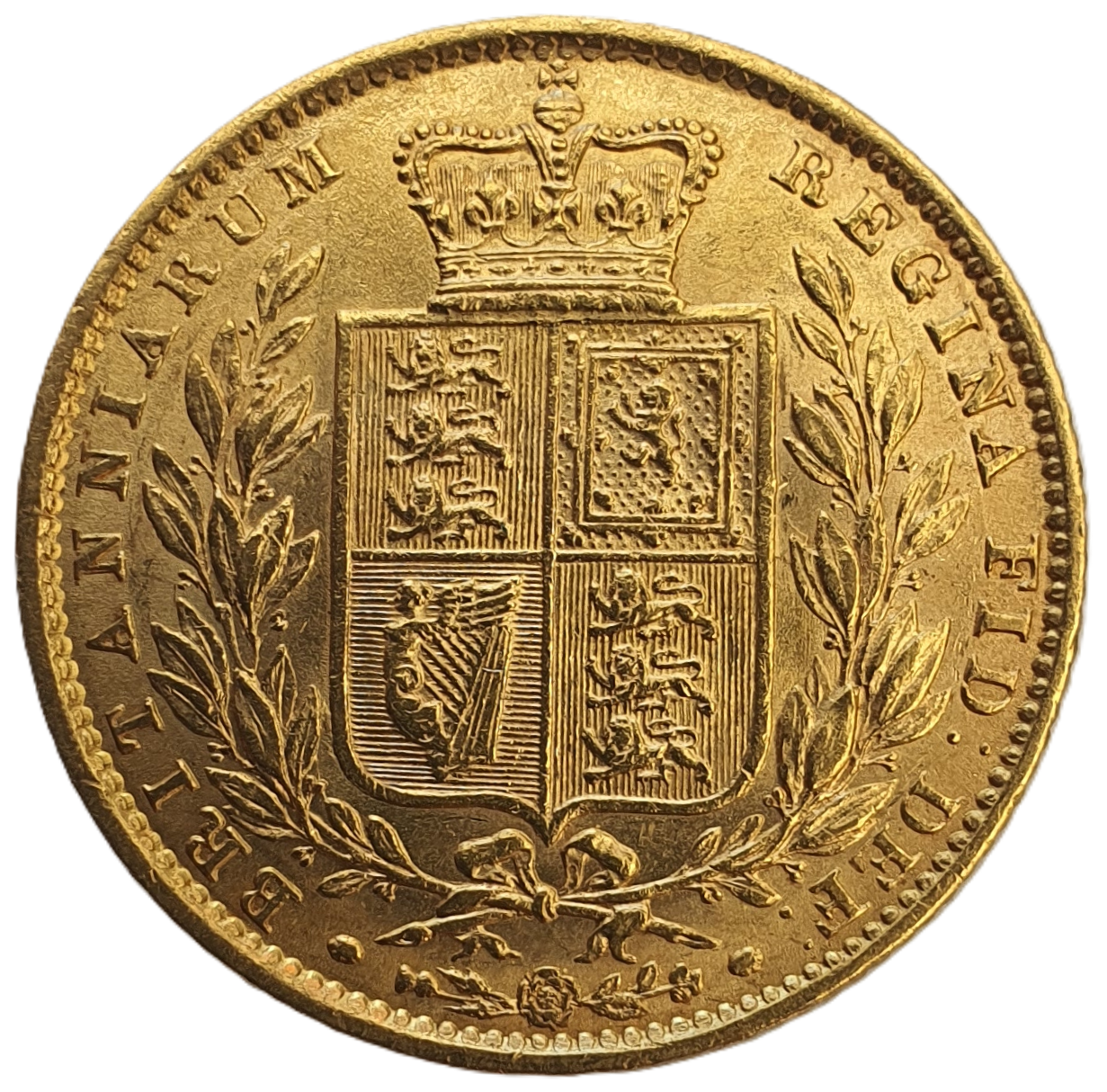 1862 Queen Victoria Shield Reverse Sovereign - Double Struck