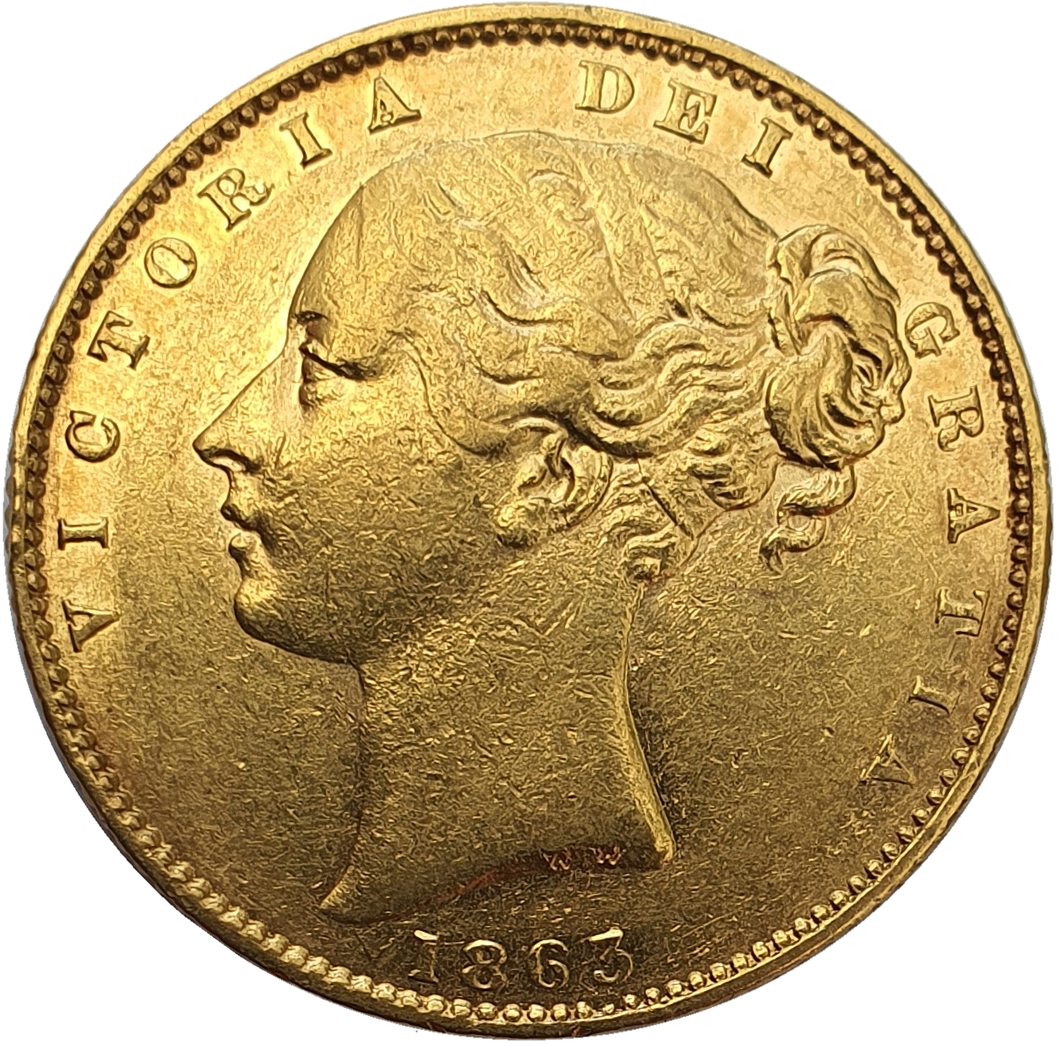 1863 Queen Victoria Shield Reverse Sovereign - #Die No3