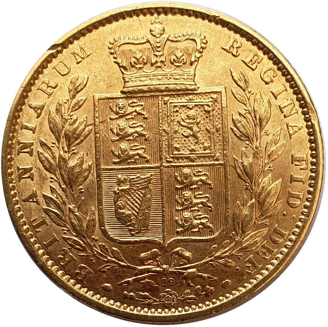 1864 Queen Victoria Shield Reverse Sovereign - #Die No29