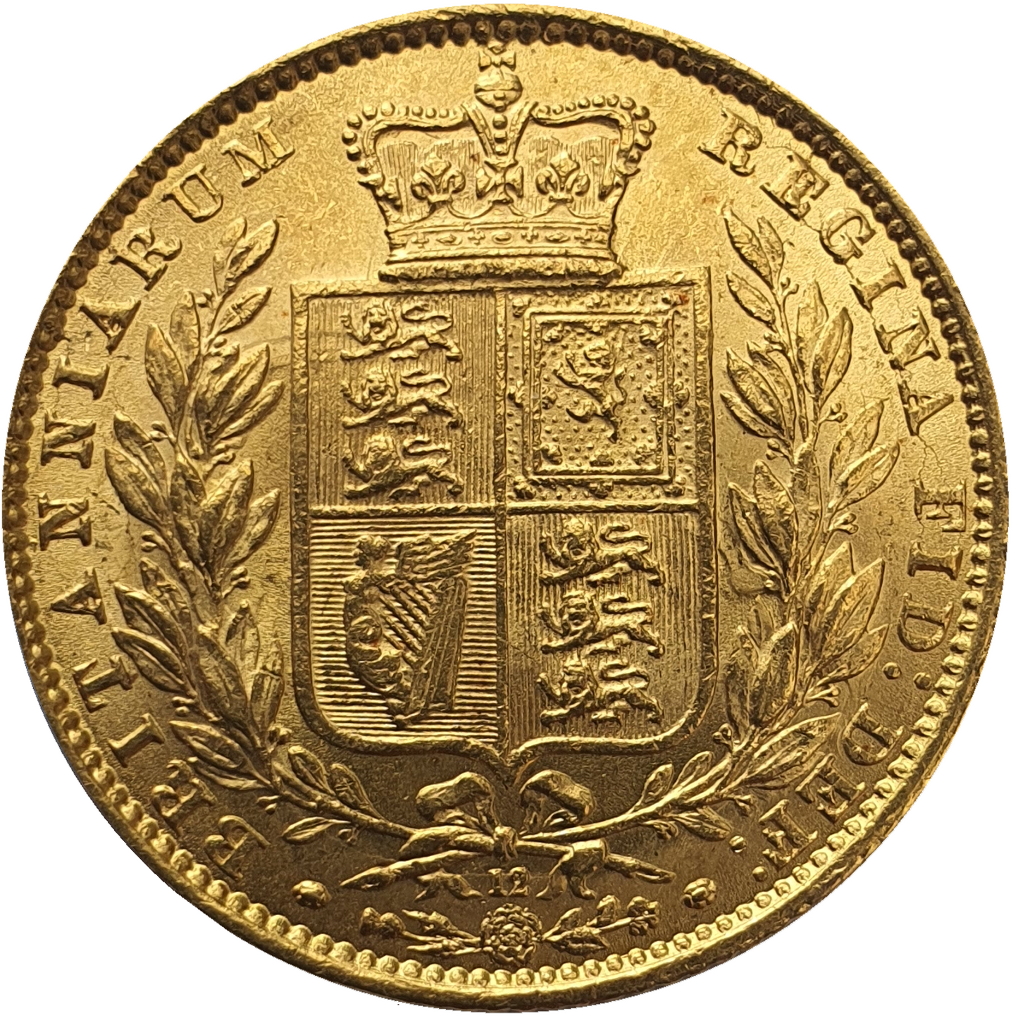 1865 Queen Victoria Shield Reverse Sovereign - #Die No12