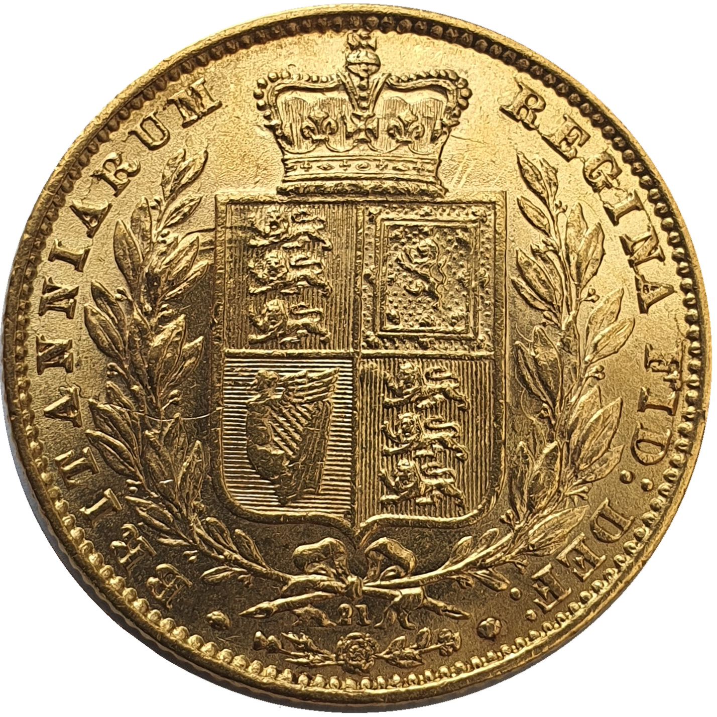 1866 Queen Victoria Shield Reverse Sovereign - #Die No21