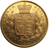 1871 Queen Victoria Shield Reverse Sovereign - Die #28