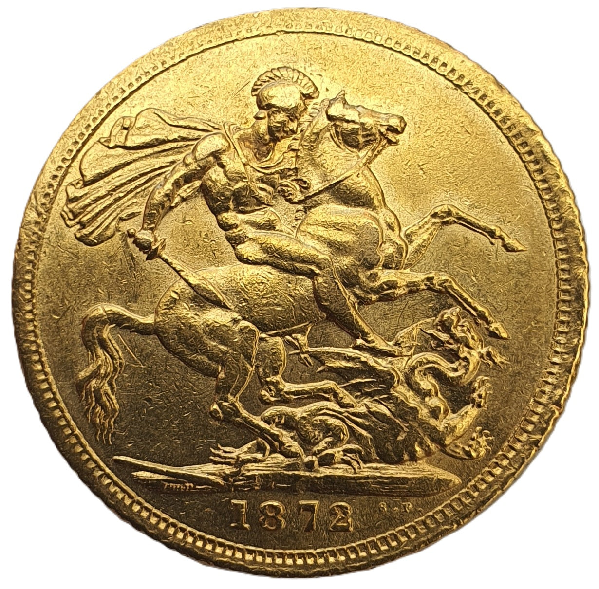 1872-M Queen Victoria Young Head Gold Sovereign - RARE
