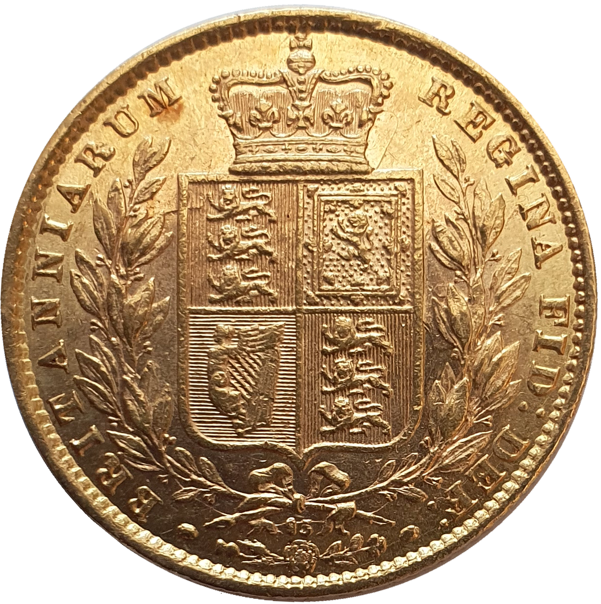 1872 Queen Victoria Shield Reverse Sovereign - Die # 95