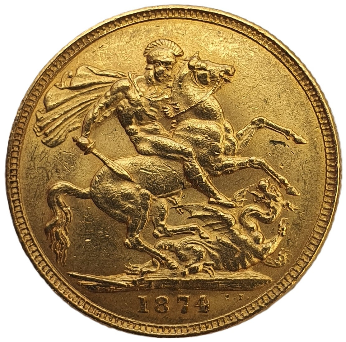 1874-M Queen Victoria Young Head Gold Sovereign
