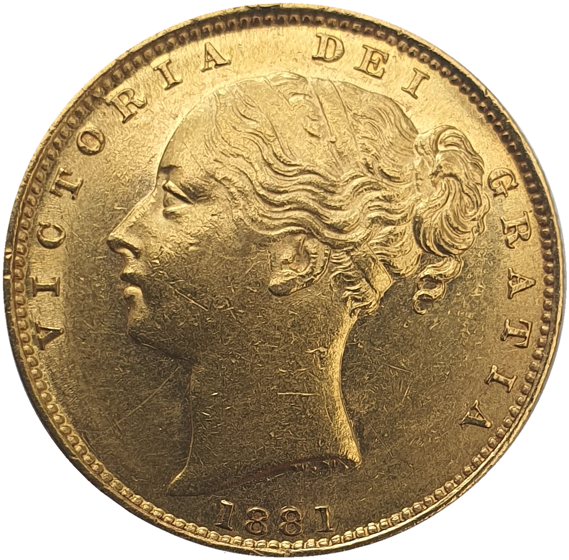 1881-S Queen Victoria Shield Reverse Sovereign