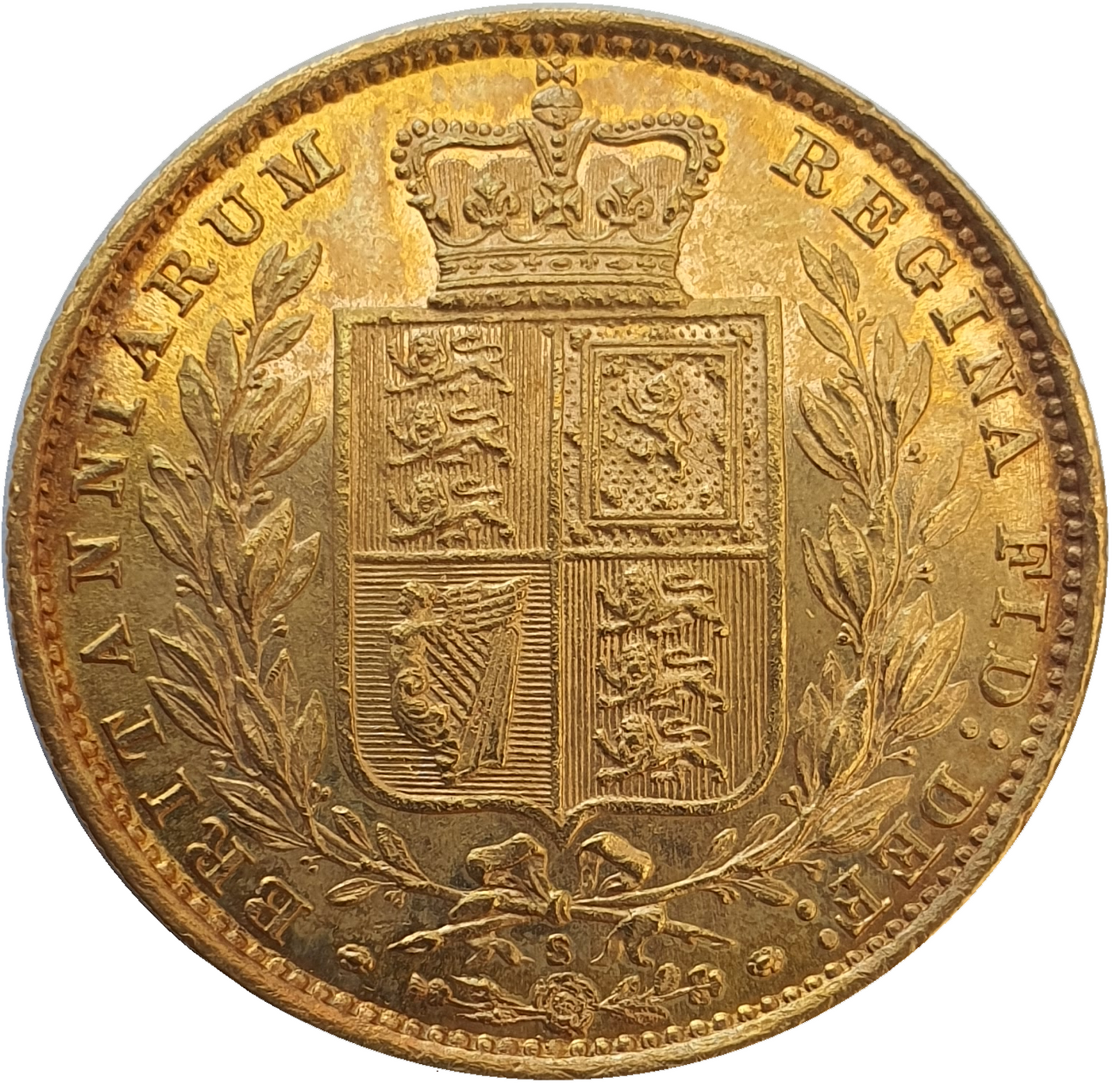 1884-S Queen Victoria Shield Reverse Sovereign - AS STRUCK