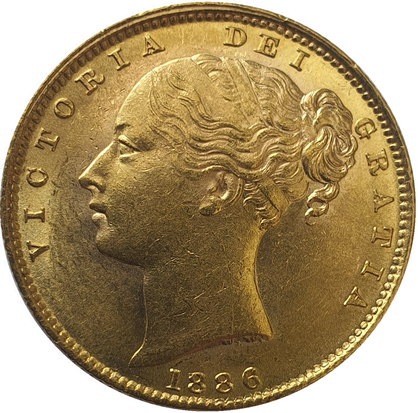 1886-S Queen Victoria Shield Reverse Sovereign