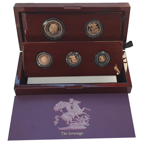 2024 King Charles III 'Uncrowned / St George & Dragon' 5 Coin Sovereign set