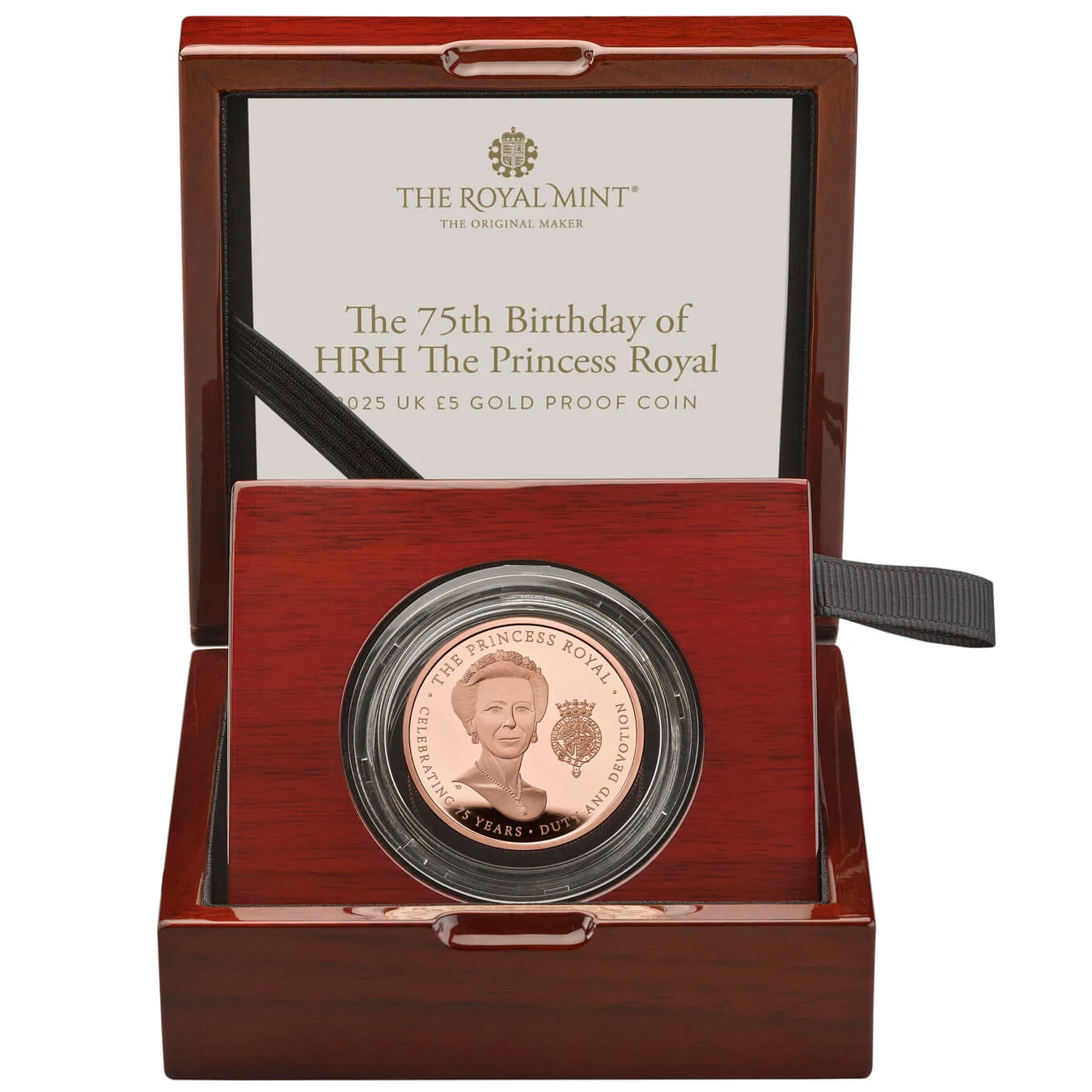 2025 HRH The Princess Royal 75th Birthday £5 Crown Gold Proof