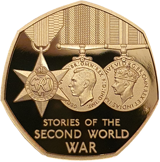 2025 King Charles III 'Stories of the Second World War' Gold Proof 50P