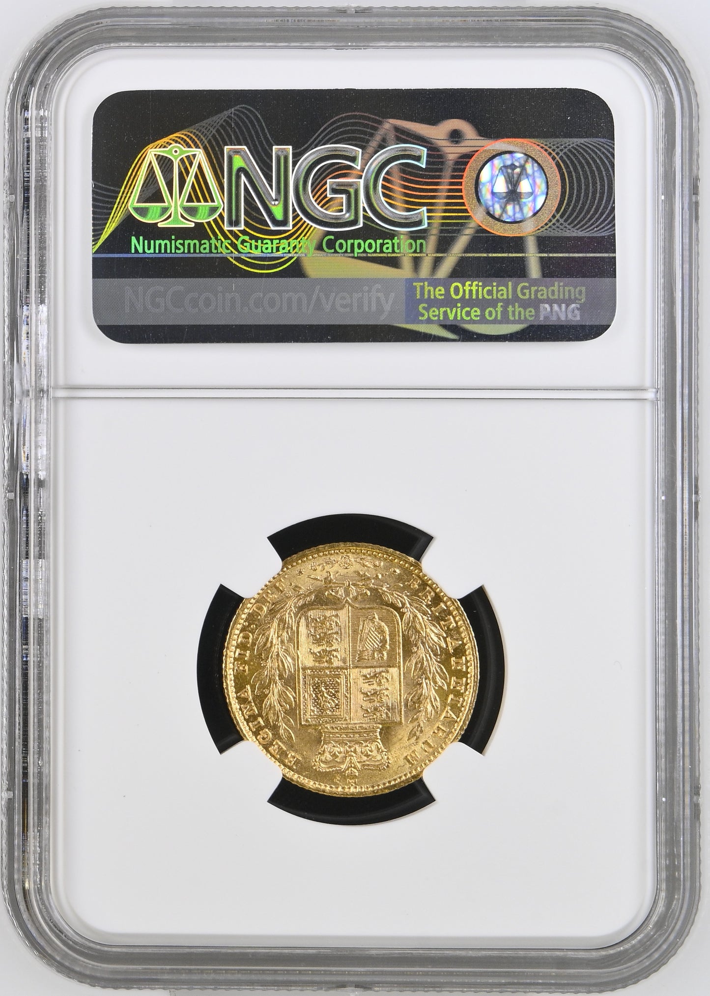 1857 Queen Victoria Shield Reverse Sovereign - NGC AU 58