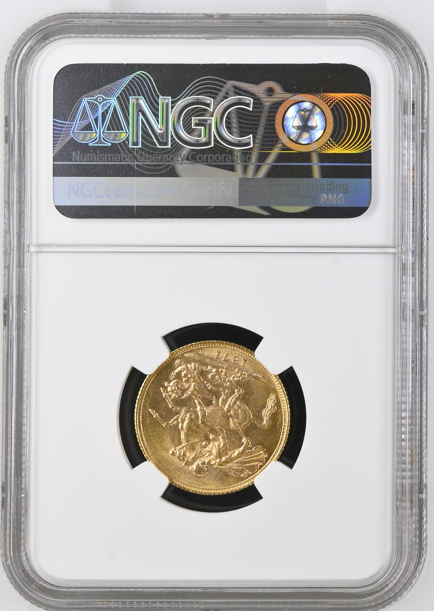 1871 Queen Victoria Young Head Gold Sovereign - NGC MS 64