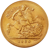 1930-P King George V Gold Sovereign (Perth) Rare