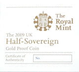 2009 Queen Elizabeth II Proof Gold Half Sovereign + Capsulated / Walnut Case COA