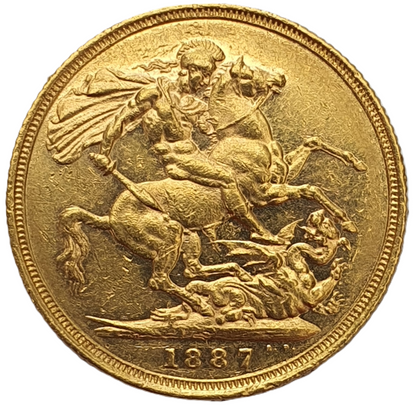 1887-S Queen Victoria Jubilee Head Gold Sovereign - DISH S1 - Extremely Rare