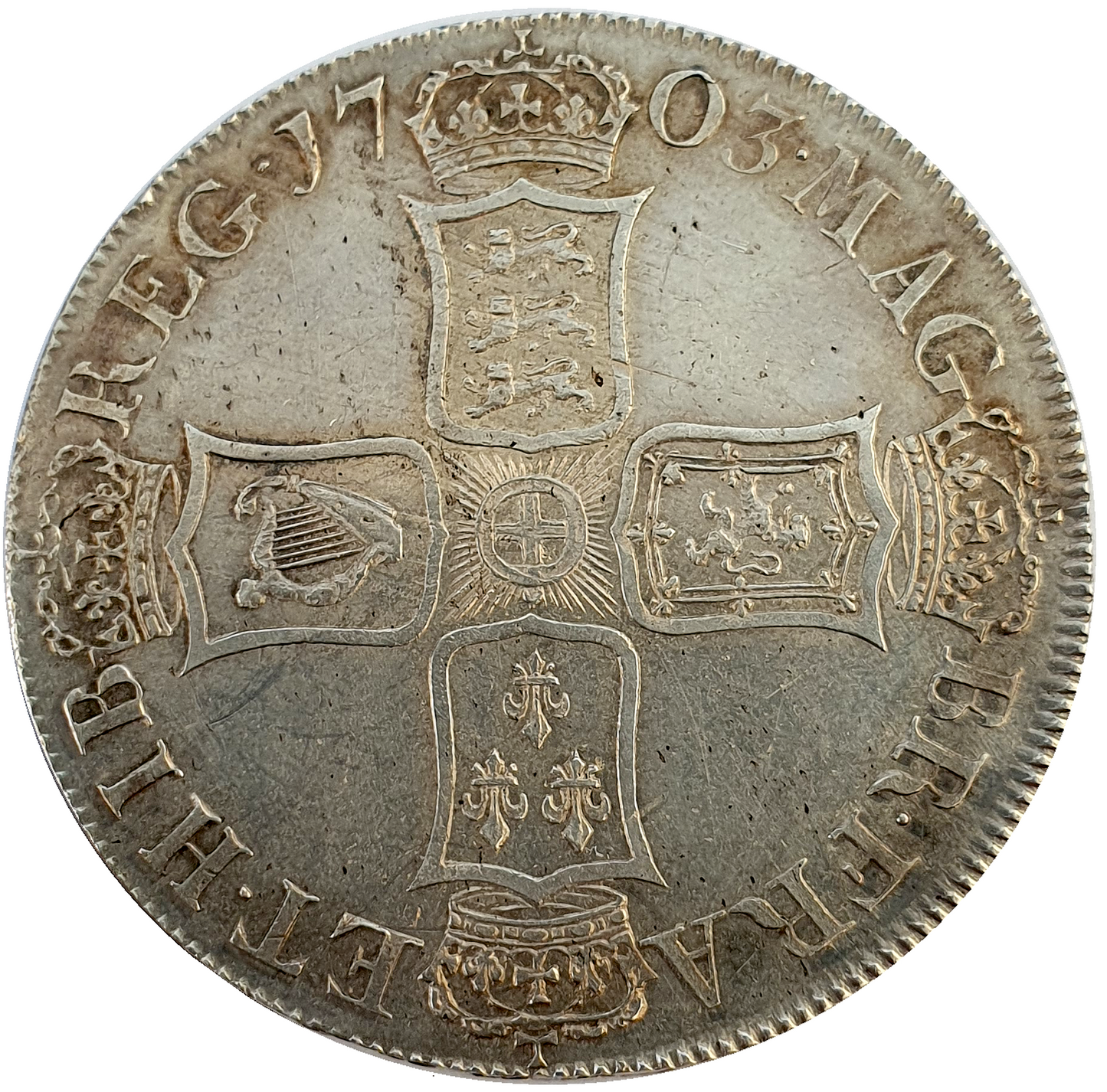 1703 Queen Anne ,Crown VIGO Extremely Rare Near Unc