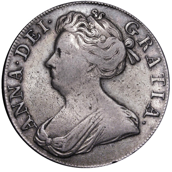 1708 Queen Anne Crown, Plumes in angles - SEPTIMO