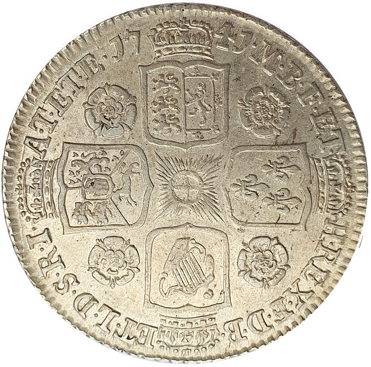 1741 1741 George II Shilling, Roses in angles - Ex Fine – Allgold Coins