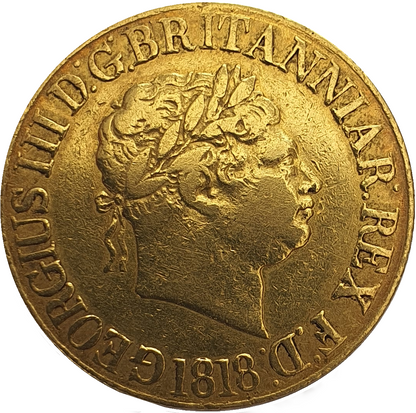 1818 George III Gold Full Sovereign -  'Ascending Colon'