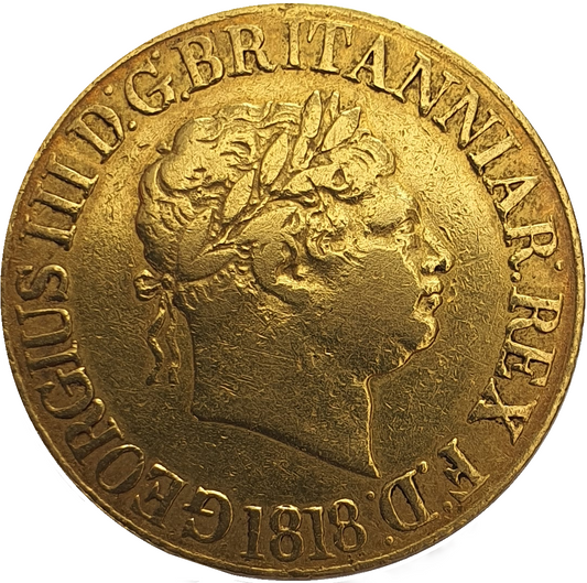 1818 George III Gold Full Sovereign -  'Ascending Colon'
