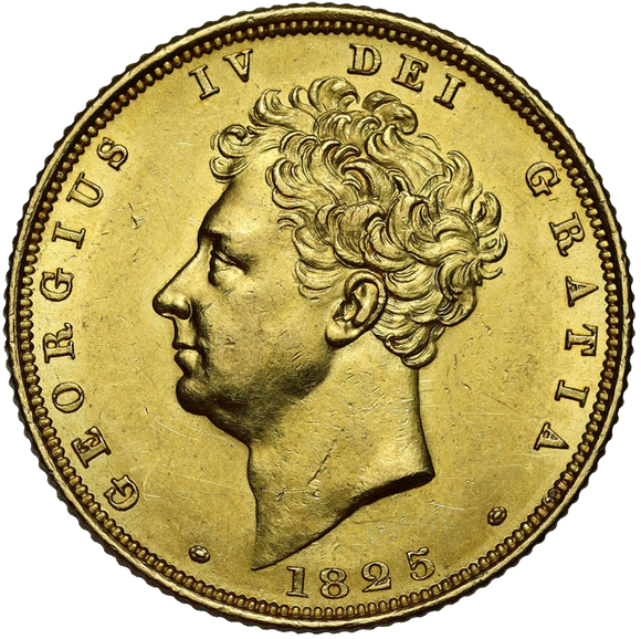 1825 George IV Bare Head Gold Full Sovereign - Prooflike brilliance