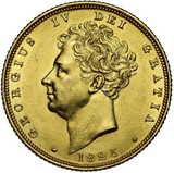 1825 George IV Bare Head Gold Full Sovereign - Prooflike brilliance