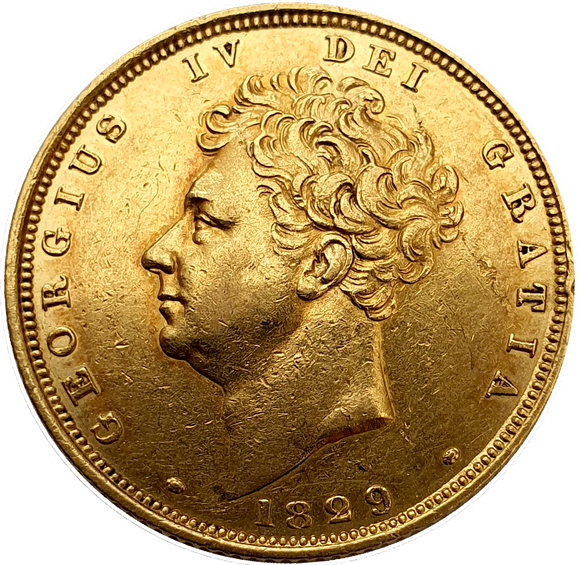 1829 George IIII Bare Head Gold Full Sovereign