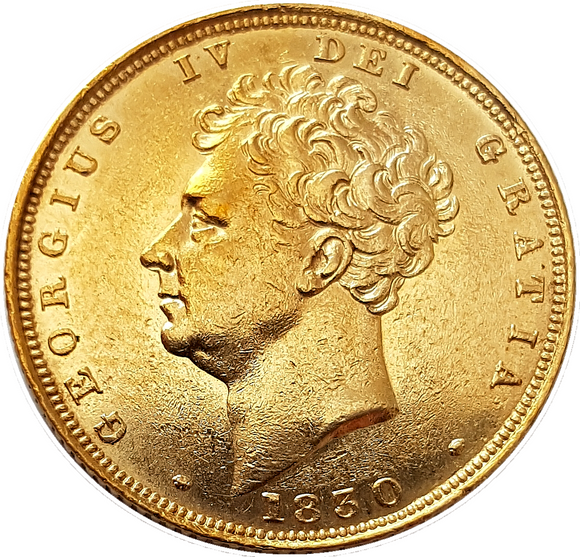 1830 George IIII Bare Head Gold Full Sovereign - AUNC LUSTRE