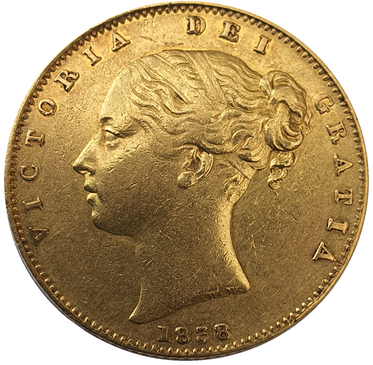 1838 Queen Victoria Shield Reverse Sovereign