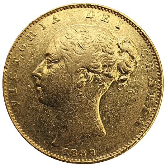 1839 Queen Victoria Shield Reverse Sovereign - VERY RARE