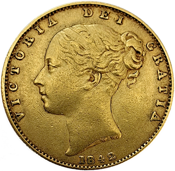 1842 Queen Victoria Shield Reverse Sovereign