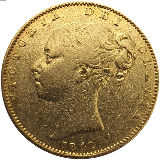 1842 Queen Victoria Shield Reverse Sovereign - Open 2