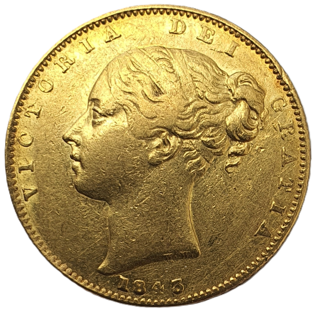 1843 Queen Victoria Shield Reverse Sovereign