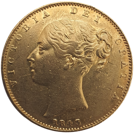 1843 Queen Victoria Shield Reverse Sovereign