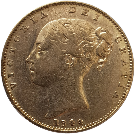 1844 Queen Victoria Shield Reverse Sovereign - wide date