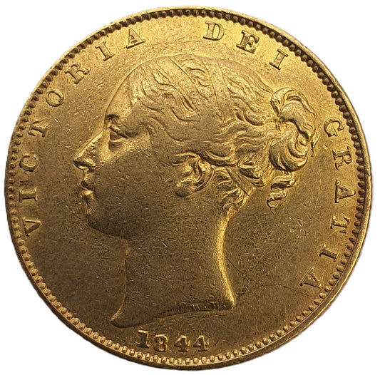 1844 Queen Victoria Shield Reverse Sovereign
