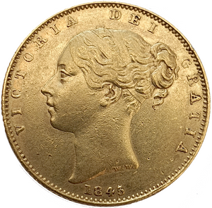 1845 Queen Victoria Shield Reverse Sovereign