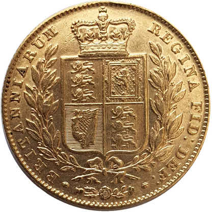 1845 Queen Victoria Shield Reverse Sovereign - large '5' in date
