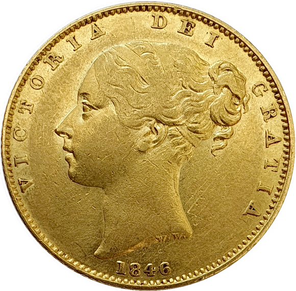 1846 Queen Victoria Shield Reverse Sovereign