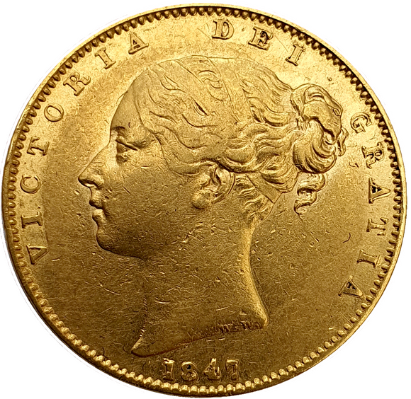 1847 Queen Victoria Shield Reverse Sovereign - Date ERROR