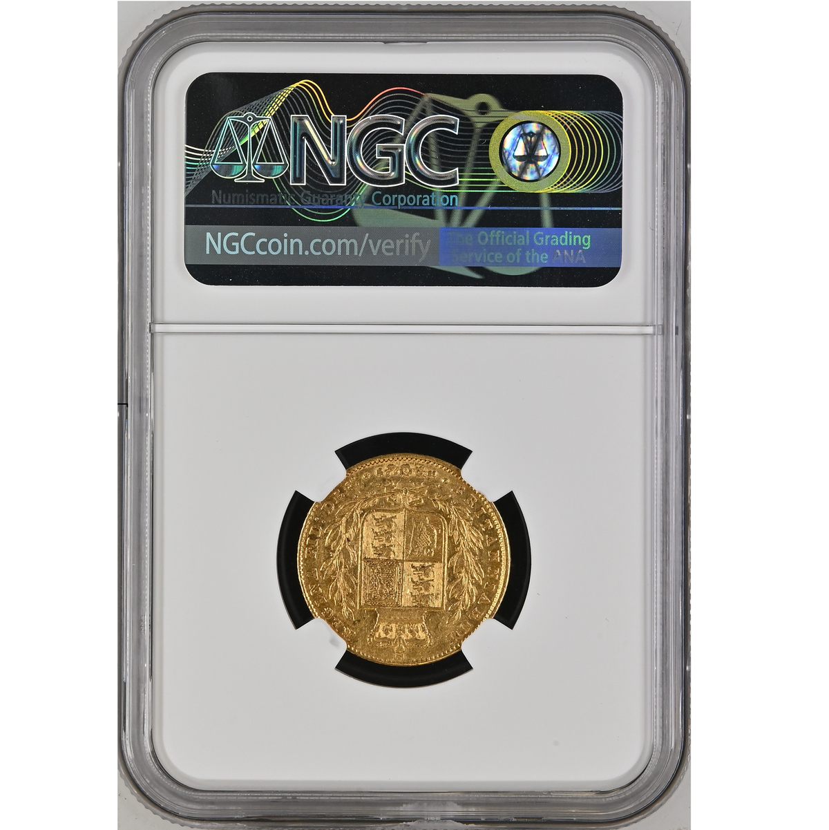 1848 Queen Victoria Shield Reverse Sovereign SMALL HEAD - NGC AU50