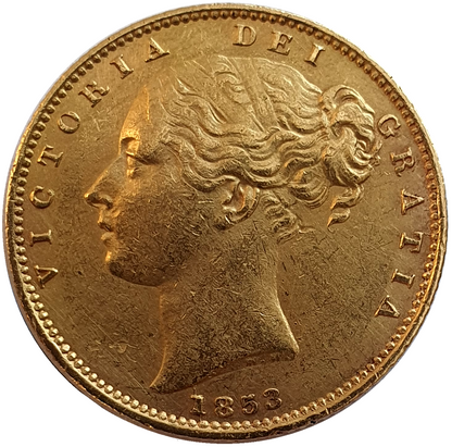 1853 Queen Victoria Shield Reverse Sovereign