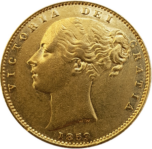 1853 Queen Victoria Shield Reverse Sovereign - RARE INCUSE DATE