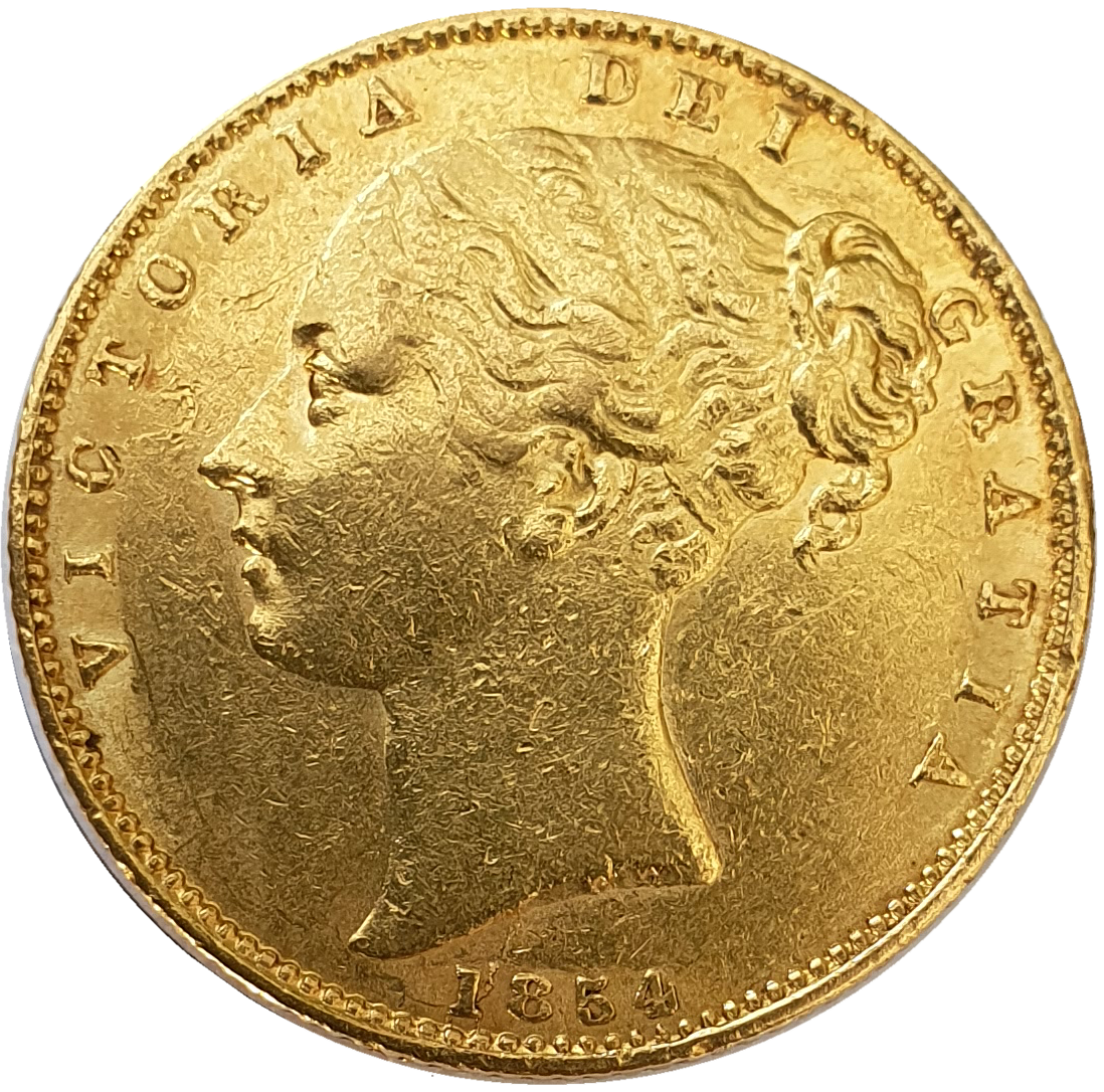 1854 Queen Victoria Shield Reverse Sovereign