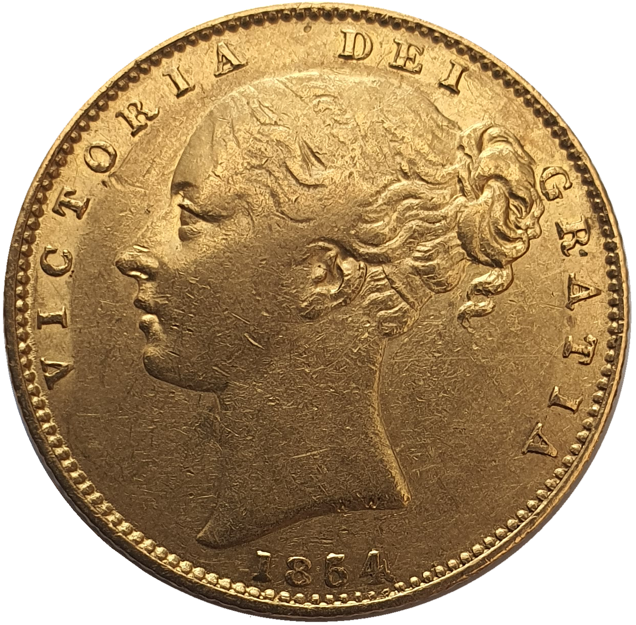 1854 Queen Victoria Shield Reverse Sovereign